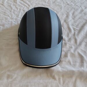 Stylish One Size Fits All Black and Blue DOT Approved Open-Face Riding Helmet